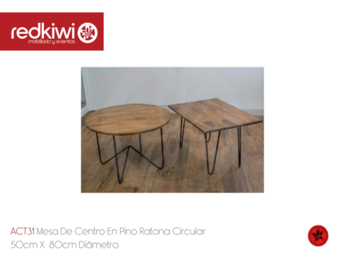 Mesa De Centro En Pino Ratona Circular