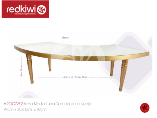 Mesa Media Luna Dorada Con Espejo