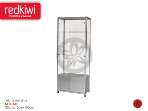 Vitrina Vertical Metálica Plateada 85X45X190