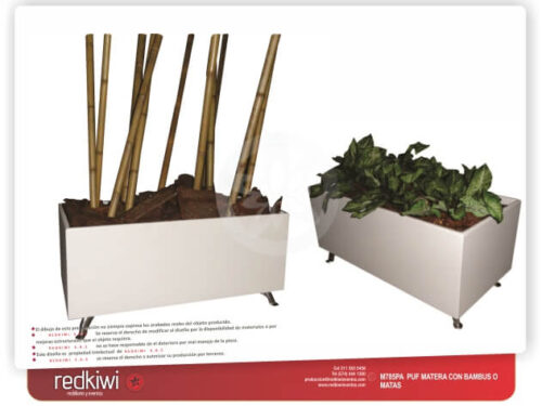 Puf matera con matas o bambú