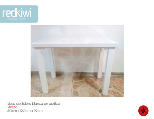 Mesa Coctelera Blanca Rectangular Con Acrílico
