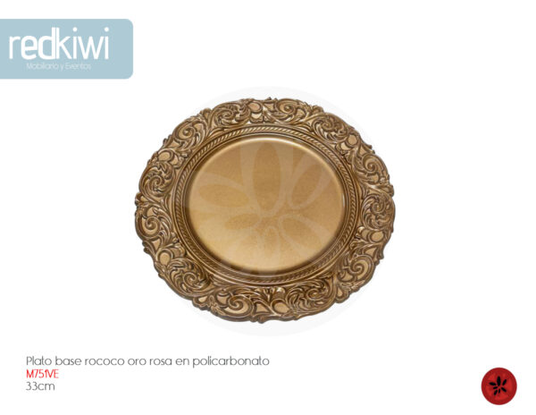 Plato Base Rococo Oro Rosa Policarbonato