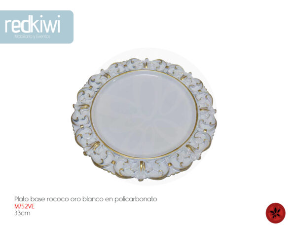 Plato Base Rococo Oro Blanco Policarbonato