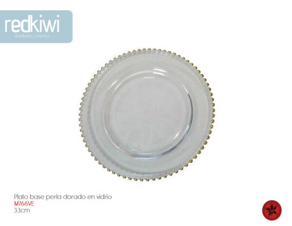 Plato Base Perla Dorado Vidrio