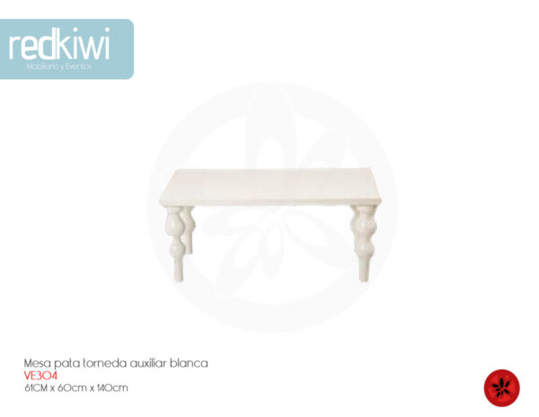 Mesa Pata Torneada Auxiliar Blanca