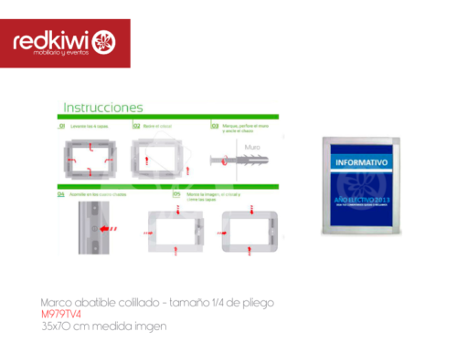 Marco abatible colillado tamaño 1/4 de pliego