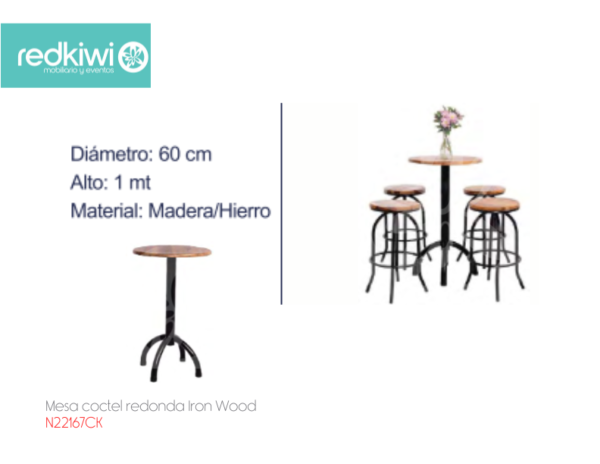 Mesa coctel redonda Iron Wood
