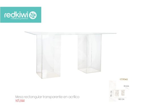 Mesa rectangular transparente en acrílico