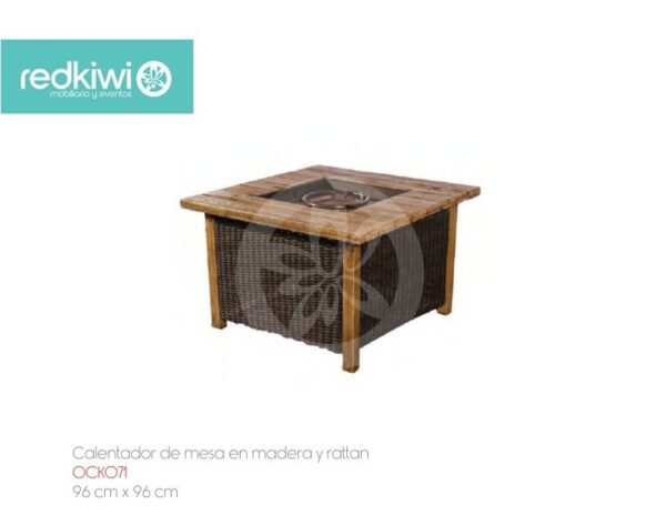 Calentador de mesa en madera y rattan