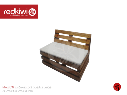 Sofá rustico 2 puestos Beige