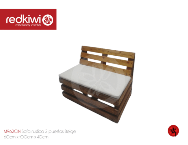 Sofá rustico 2 puestos Beige