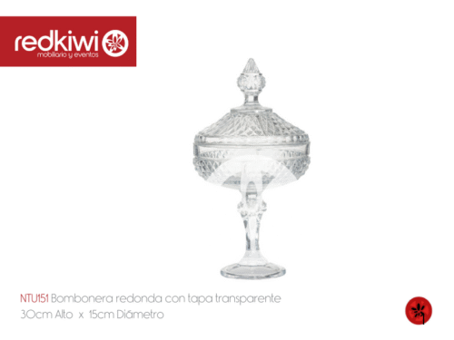 Bombonera redonda con tapa transparente