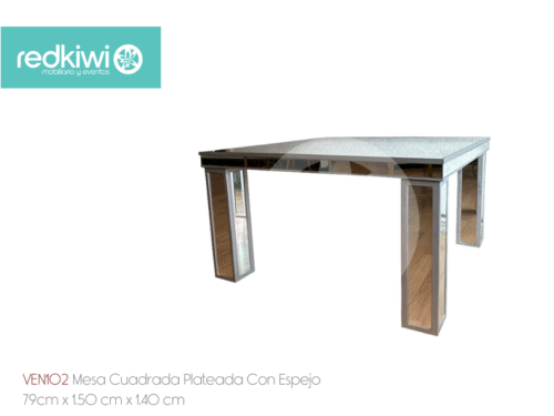 Mesa Cuadrada Plateada Con Espejo