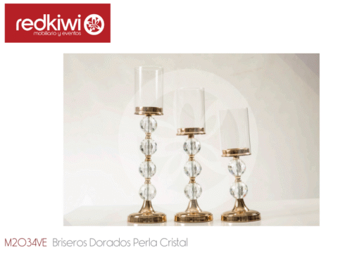 Briseros Dorados Perla Cristal