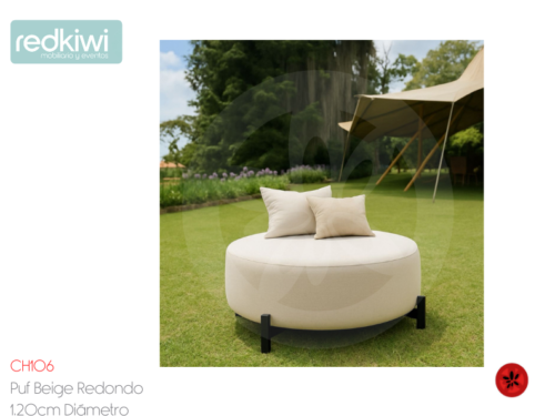 Puf Beige Redondo