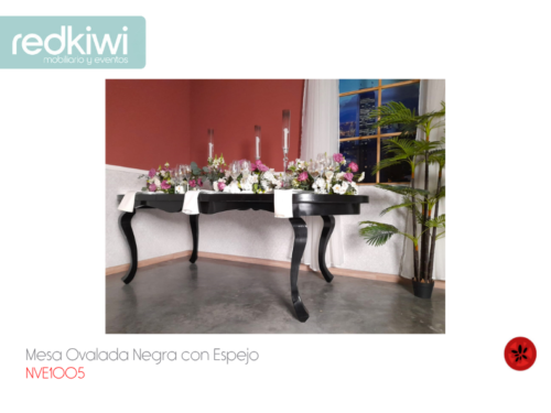 Mesa Ovalada Negra con Espejo