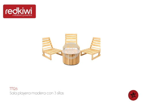 Sala playera madera con 3 sillas