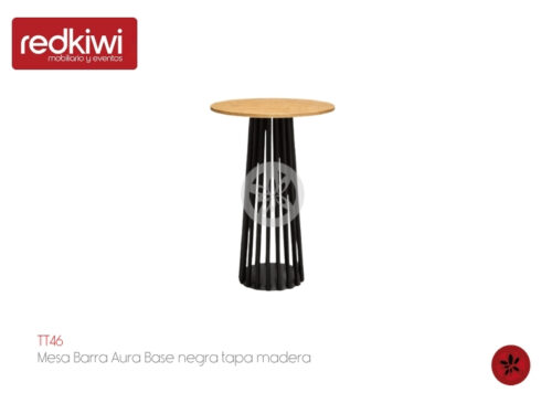 Mesa Barra Aura Base negra tapa madera