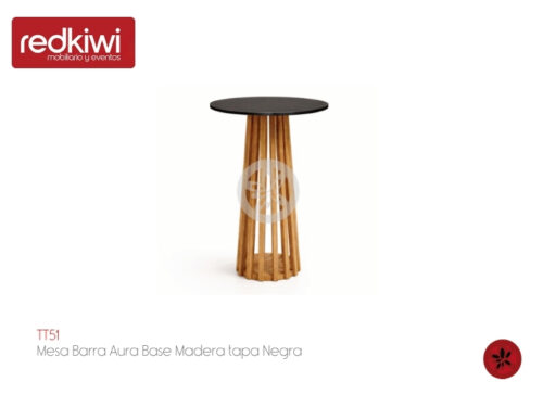 Mesa Barra Aura Base Madera tapa Negra