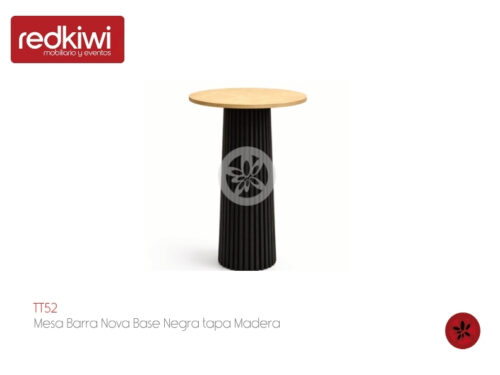 Mesa Barra Nova Base Negra tapa Madera