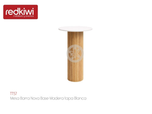 Mesa Barra Nova Base Madera tapa Blanca