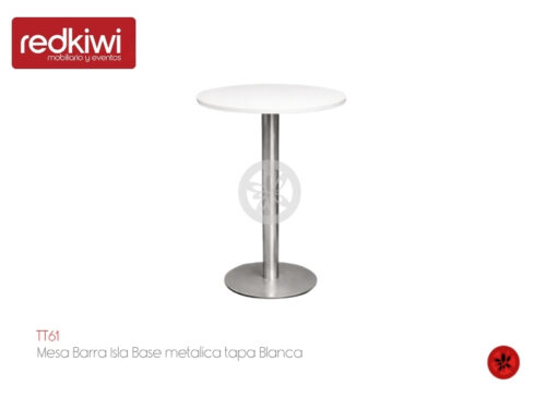 Mesa Barra Isla Base metalica tapa Blanca