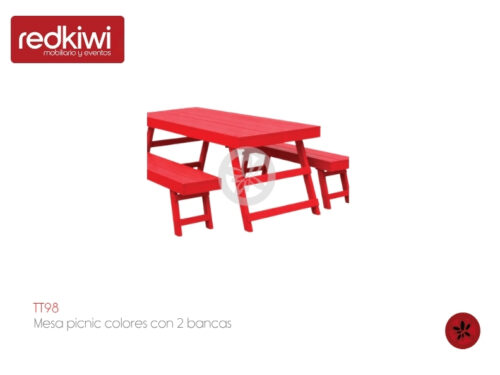 Mesa picnic colores con 2 bancas